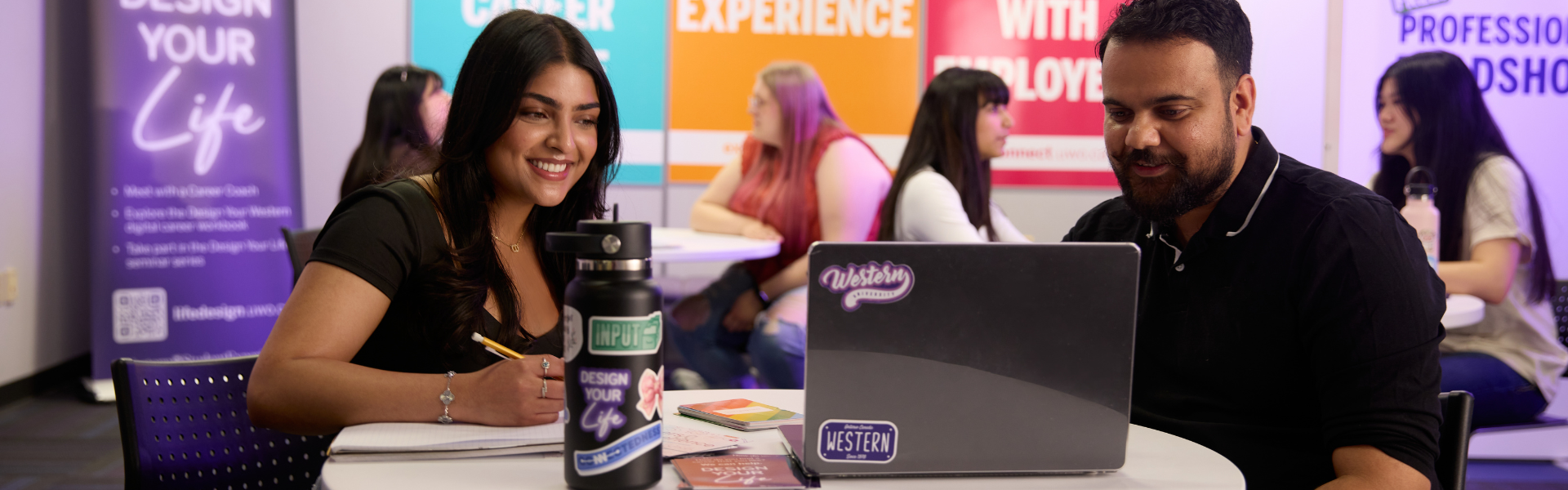 A young lady working in the Careers & Experience office.